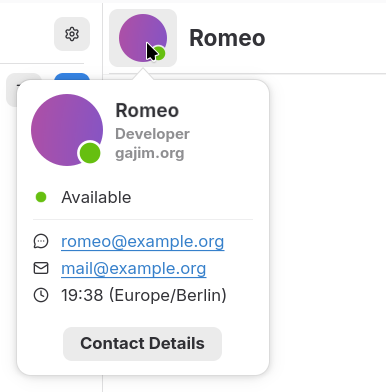 Gajim 2.3.5 displays more contact infos